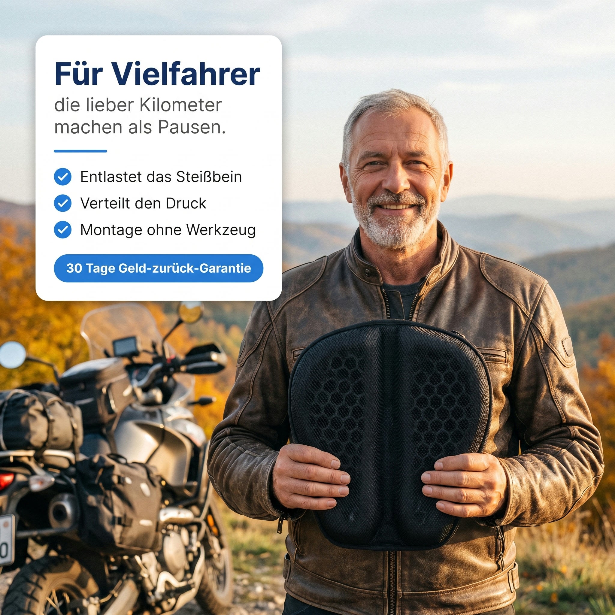 Elwima™ GelTour Motorrad-Sitzkissen