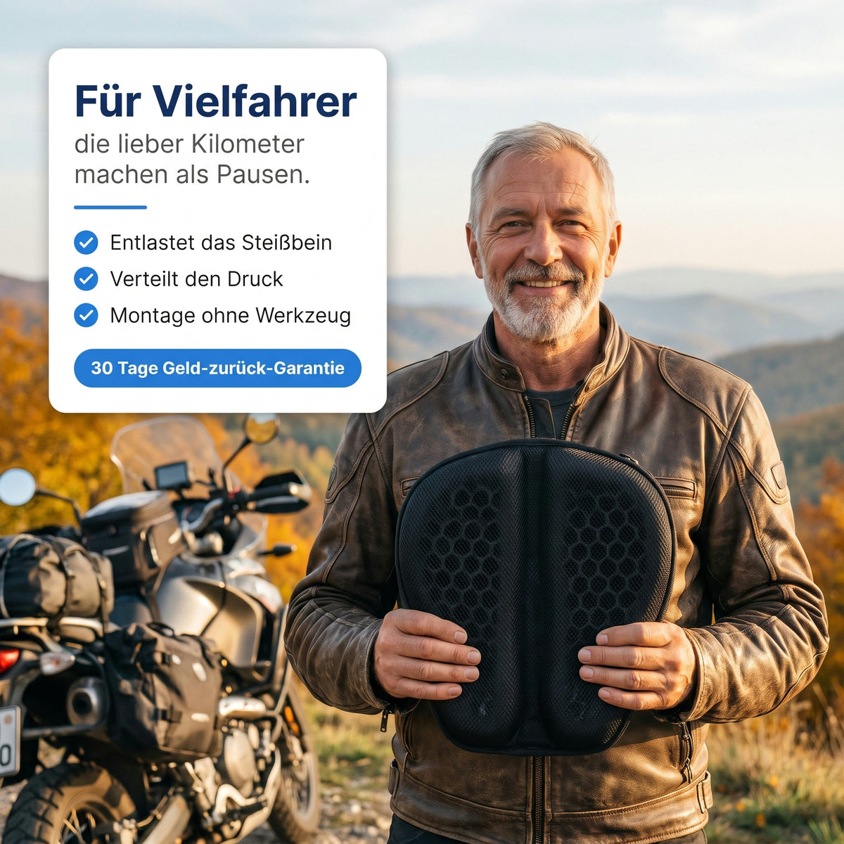 Elwima™ GelTour Motorrad-Sitzkissen
