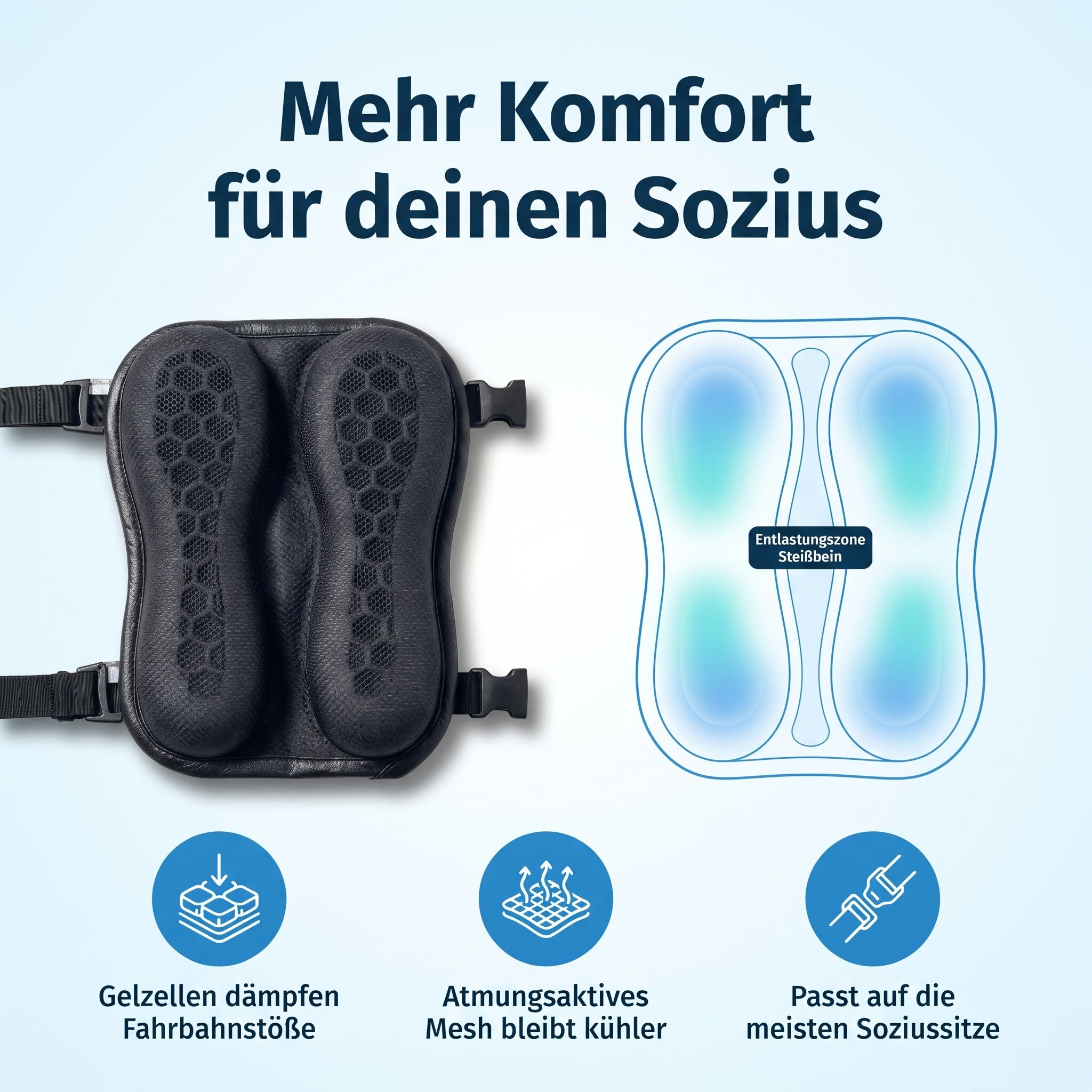 Elwima™ GelTour Motorrad-Sitzkissen